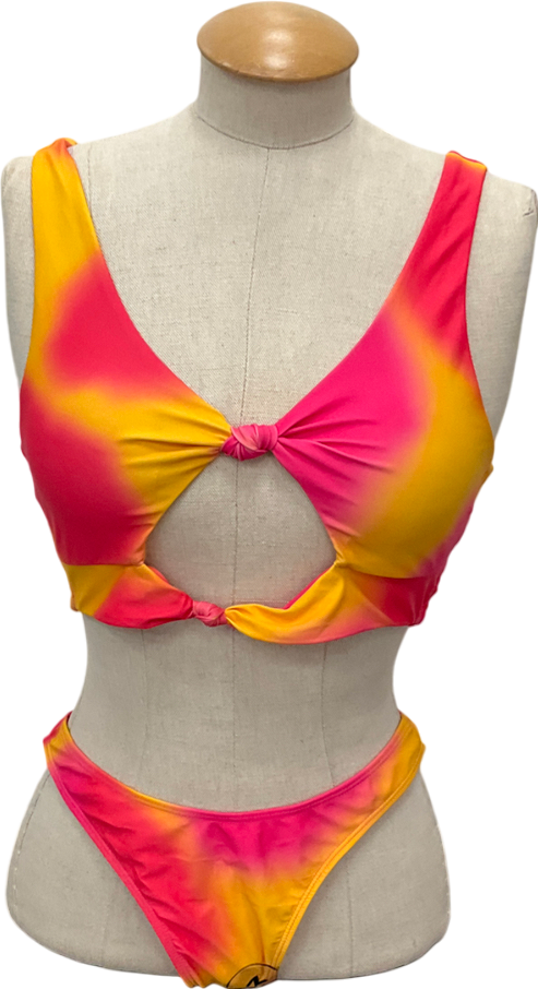 SHEIN Orange Knot Cut-out Tank Top & Hipster Bottom UK M