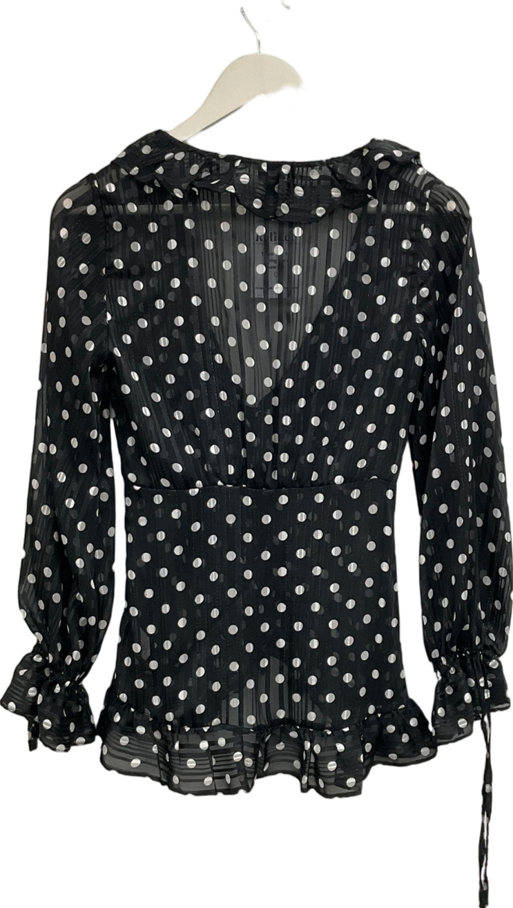 River Island Black Polka Dot Sheer Blouse UK 6