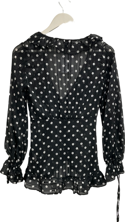 River Island Black Polka Dot Sheer Blouse UK 6