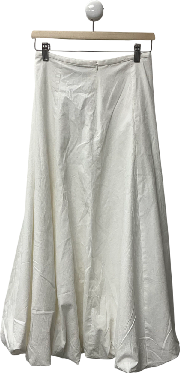ZARA White Collection Bubble Hem Midi Skirt UK S