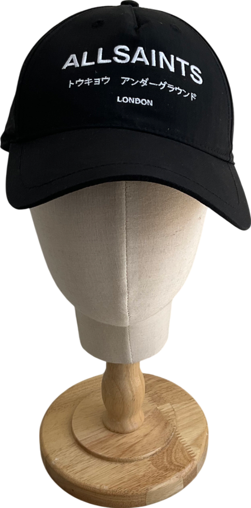 All Saints Black Underground Nylon Logo Baseball Cap One Size