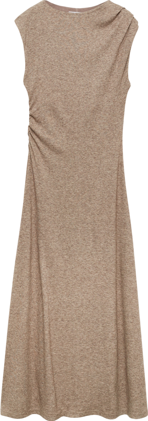 MANGO Beige Midi Dress With Structured Shoulders UK 10