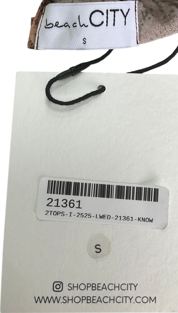 beach city Brown Textured Halter Neck Top UK S