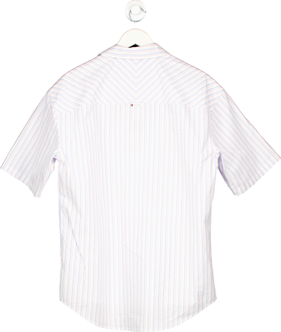 Tommy Jeans White Striped Short Sleeve Shirt UK M