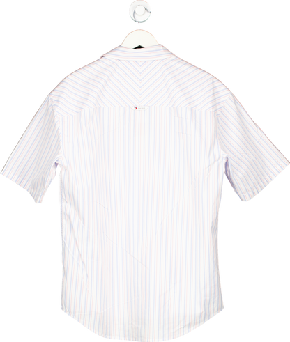 Tommy Jeans White Striped Short Sleeve Shirt UK M