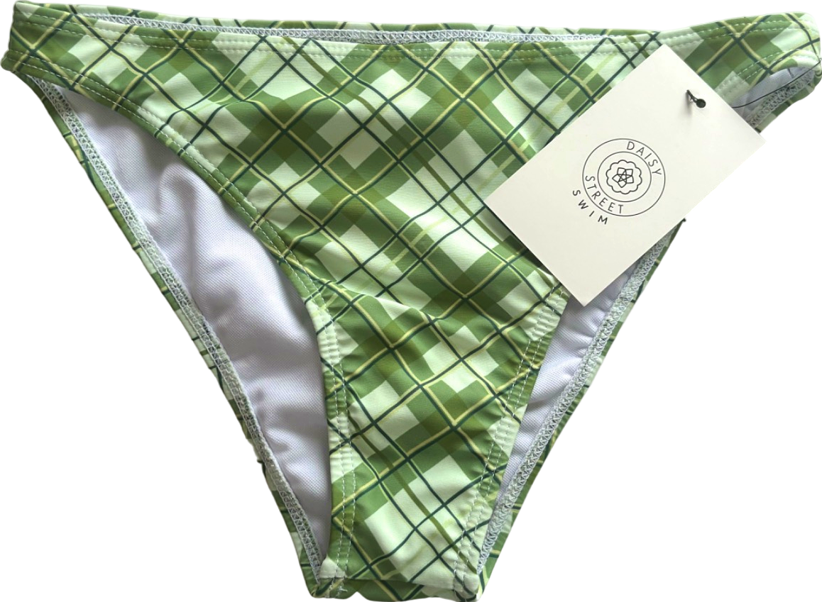 Daisy Street Green Checkered Bikini Bottoms UK 8