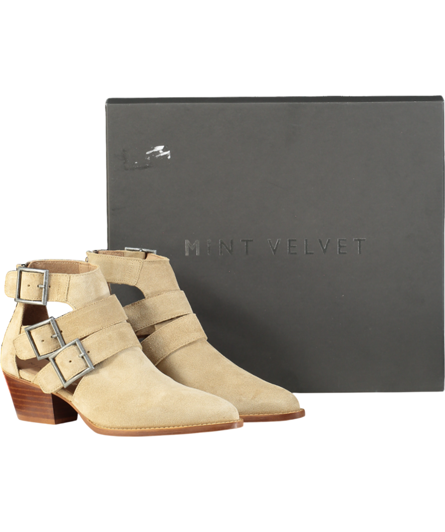 Mint Velvet Beige Elora Cut Out Ankle Boot UK 3 EU 36 👠