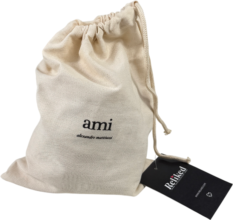 AMI Paris Camel / Red Intarsia-knit Wool Beanie Hat One Size