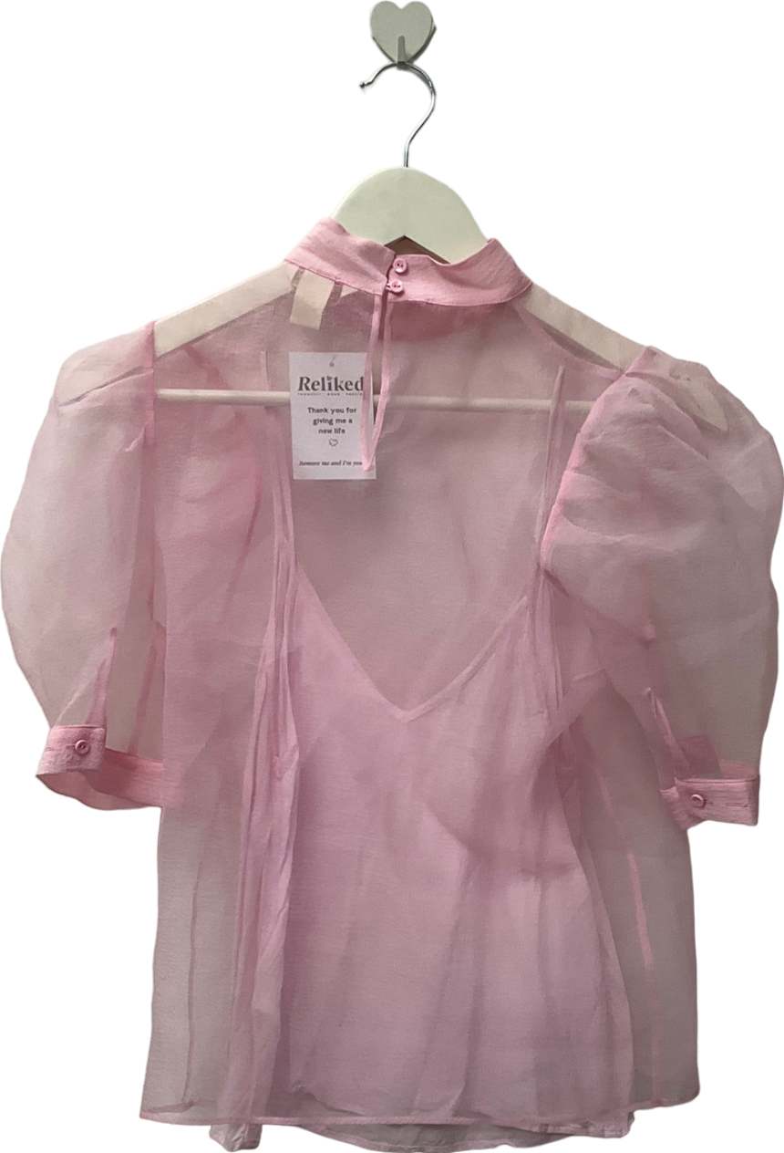 H&M Pink Sheer Top UK 8