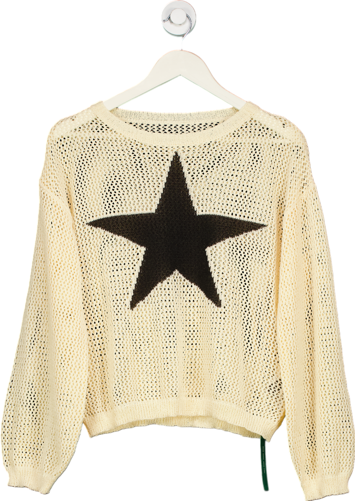 Shein Cream Star Knit Jumper UK S