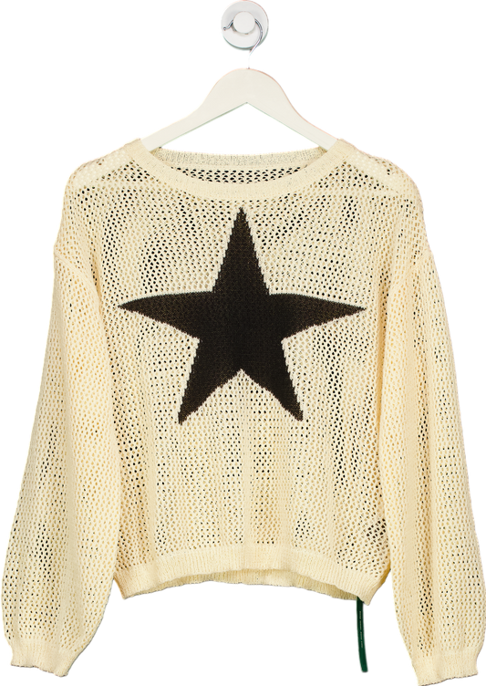 Shein Cream Star Knit Jumper UK S