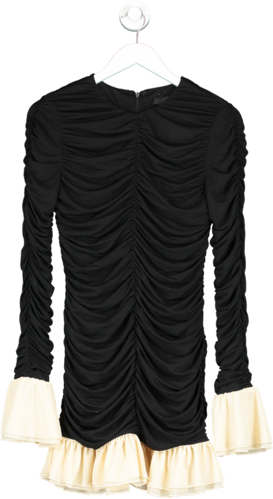 Rotate Black Ruched Mini Dress UK M