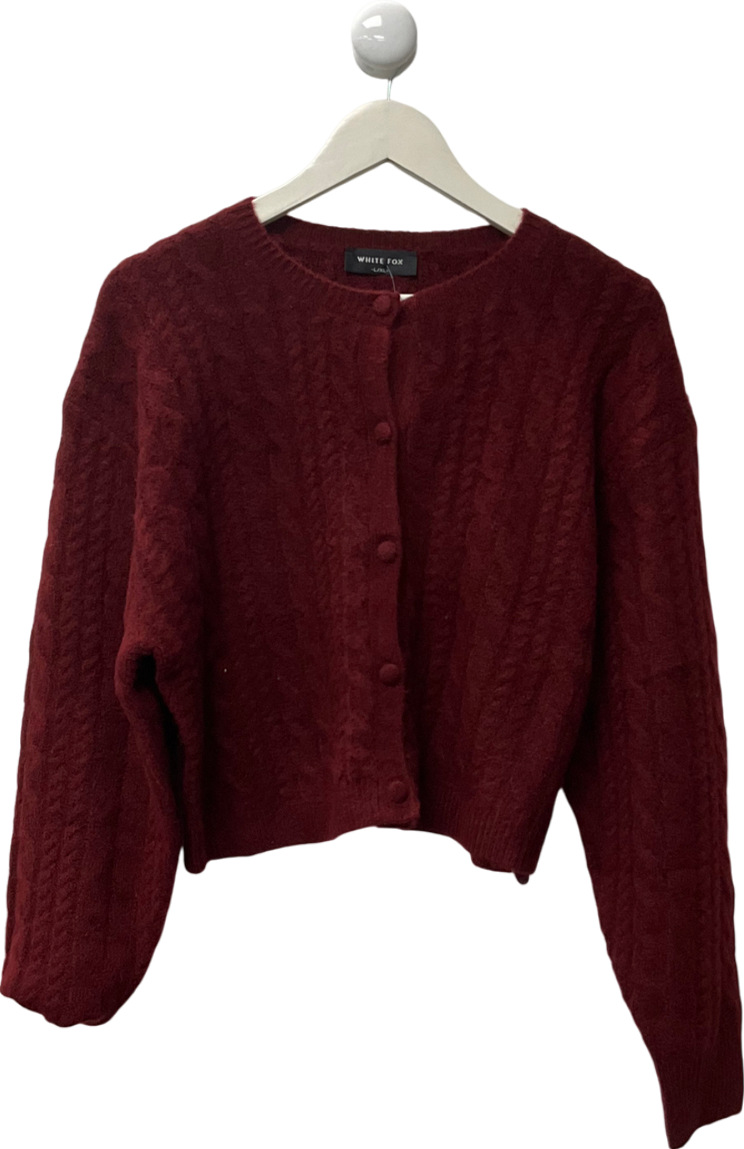 White Fox Red Betting On You Knit Cardigan Wine UK L/XL