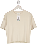 H&M Cream Fine-knit Short Sleeve Top UK M