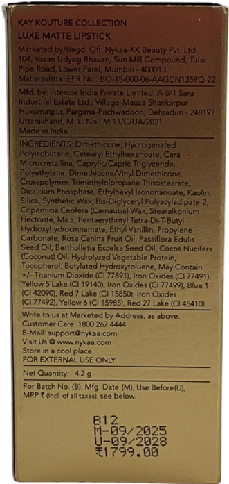 KAY BEAUTY Falguni Shane Peacock Luxe Matte Lipstick Crimson Silk 4.2g