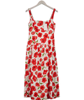 MANGO White Poppy Print Midi Dress UK M