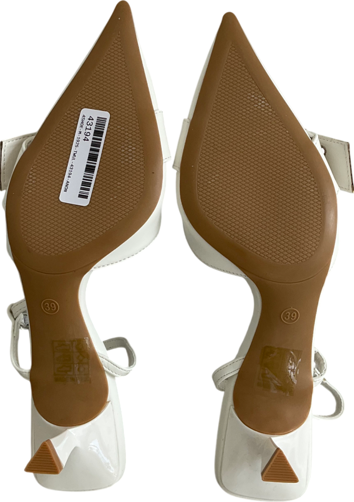 L Day White Buckle Detail Sling Back Shoes UK 6 EU 39 👠