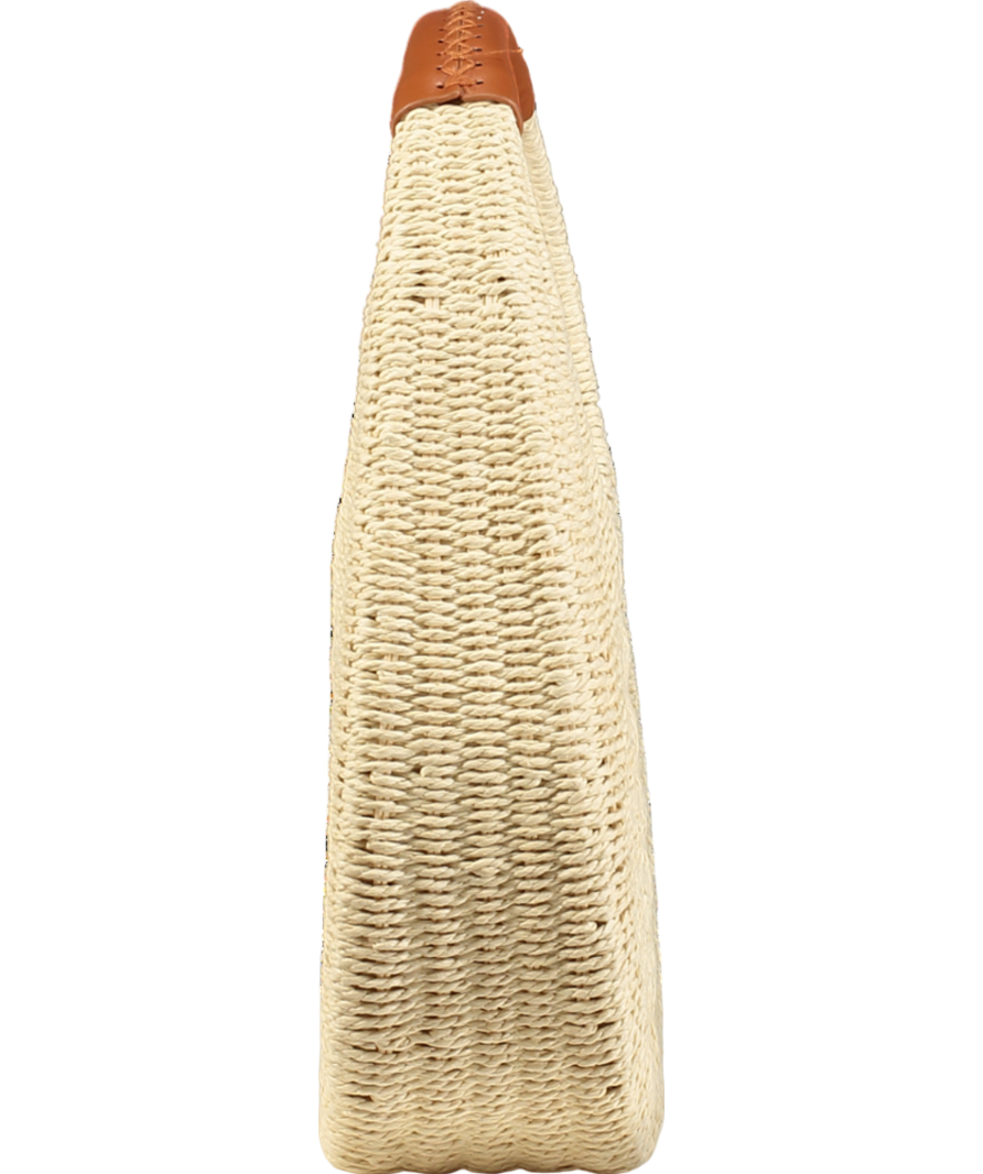 Structured Straw Bah with leather look handle