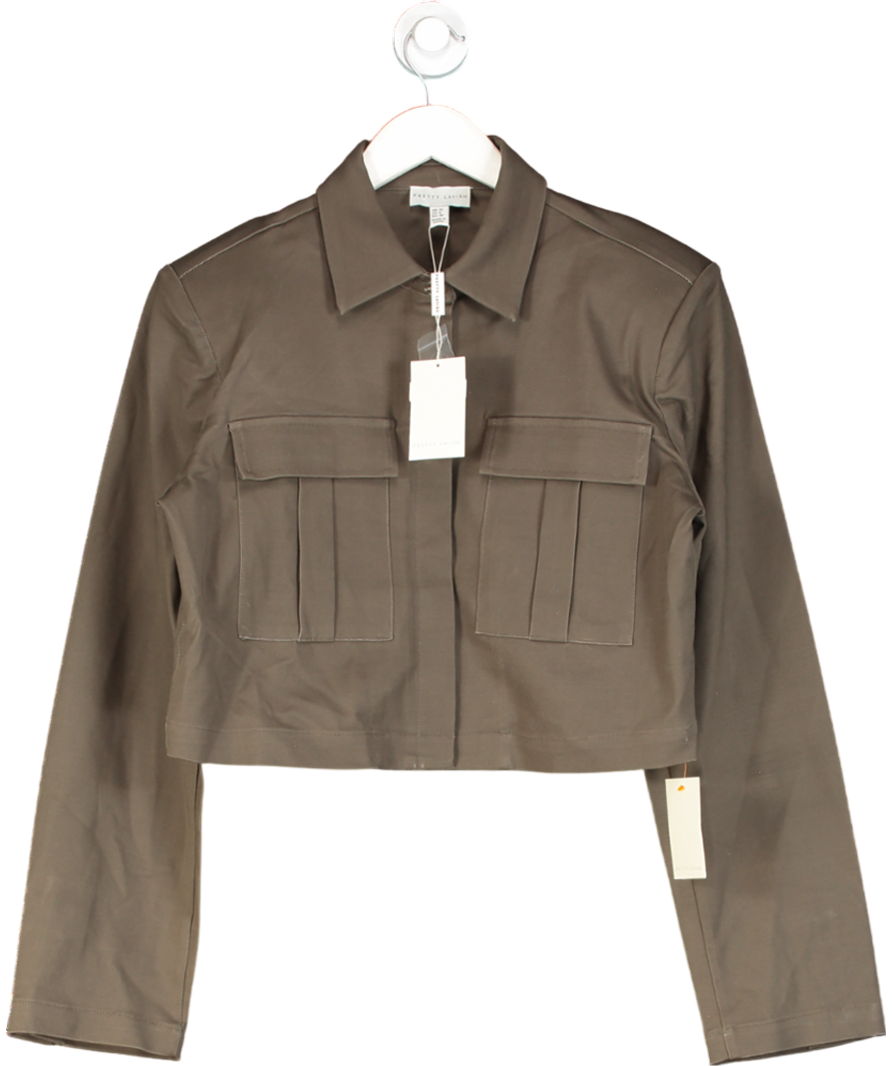 PRETTY LAVISH Khaki Green Boxy Utility Shirt UK 10