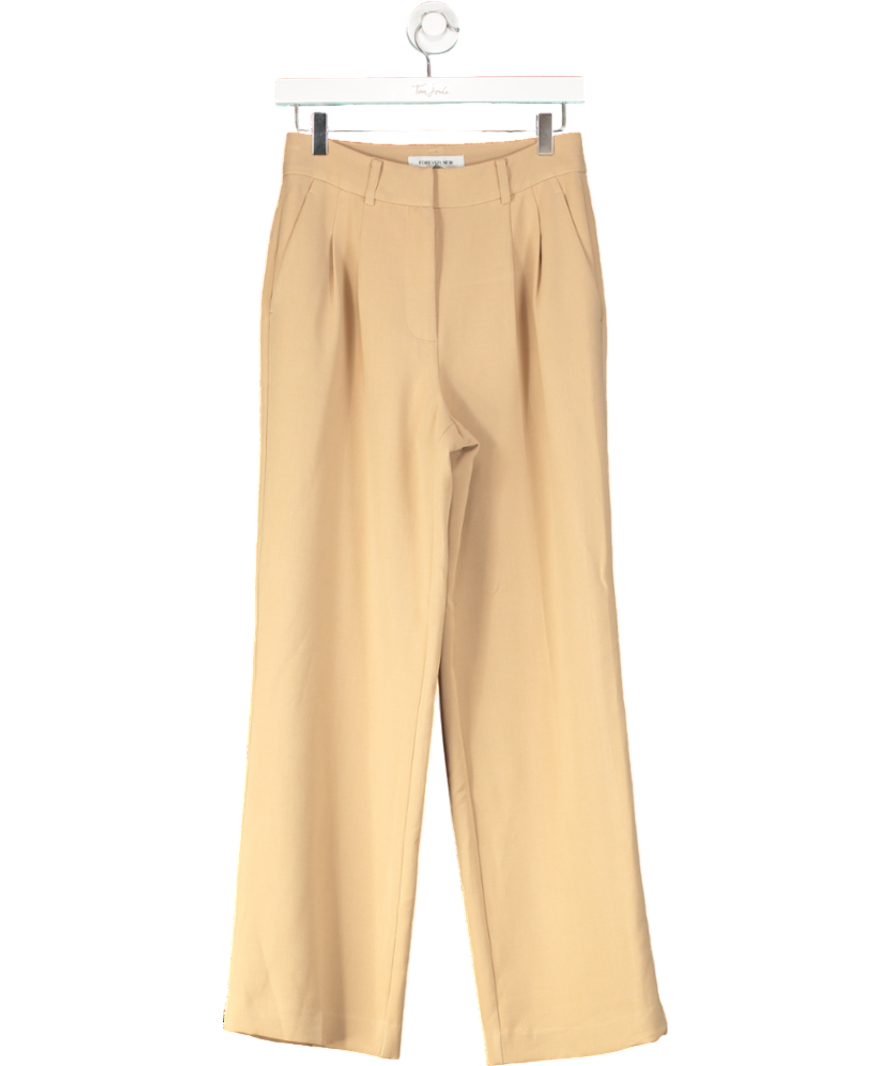 FOREVER NEW Beige Mila Wide-leg Trousers UK 8