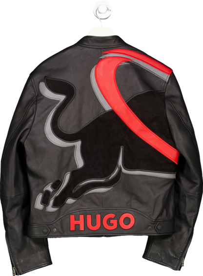 Hugo X Redbull Racing Bulls Black Leather Jacket UK S