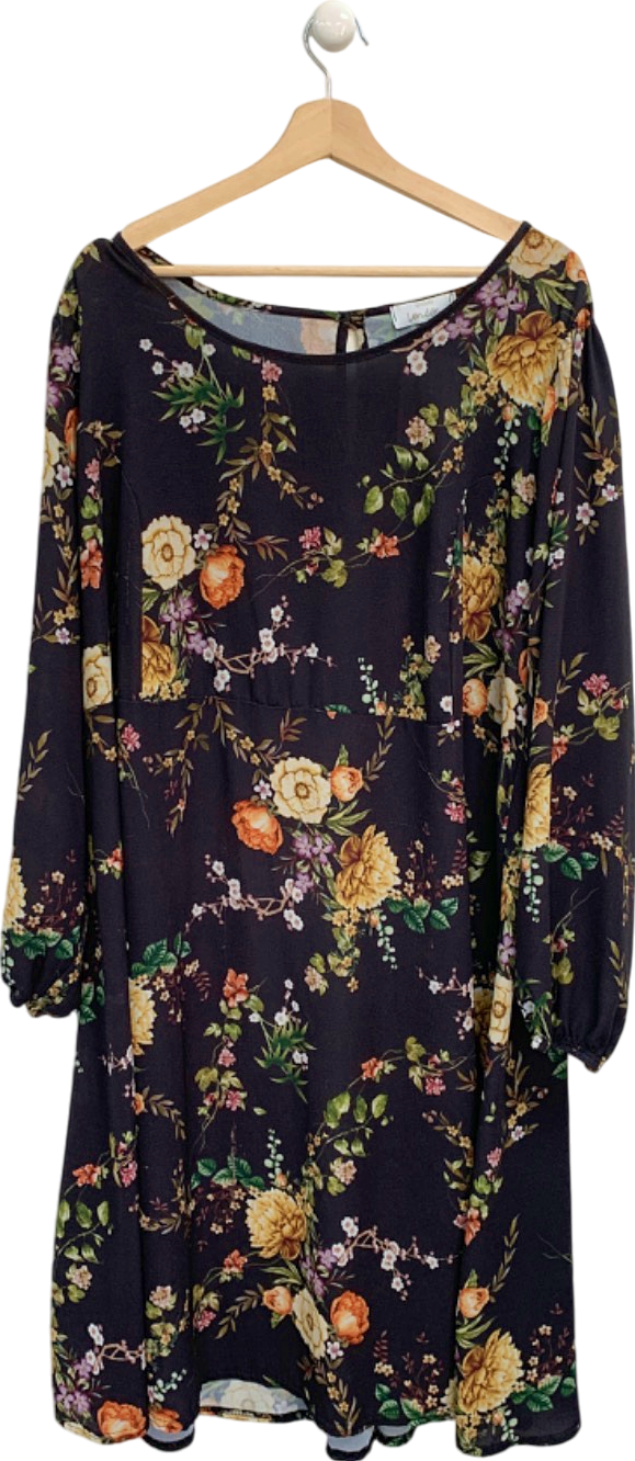 Yours Black Floral Print Dress UK 26-28