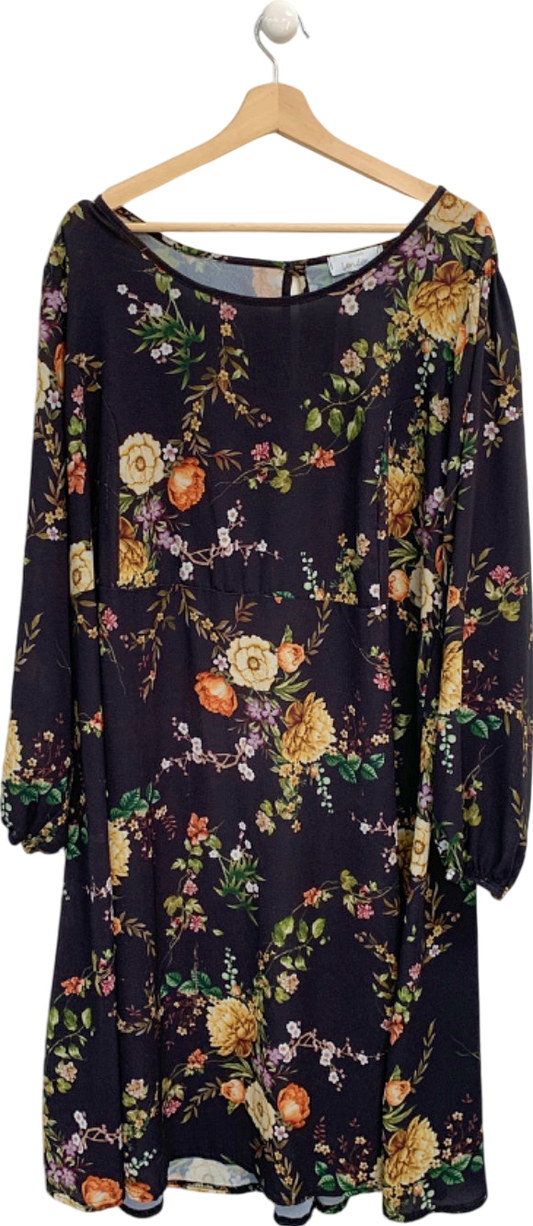 Yours Black Floral Print Dress UK 26-28