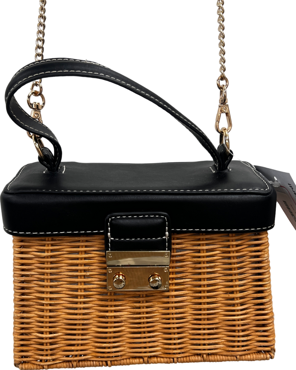 ZARA Nude Woven Crossbody Box Basket Bag