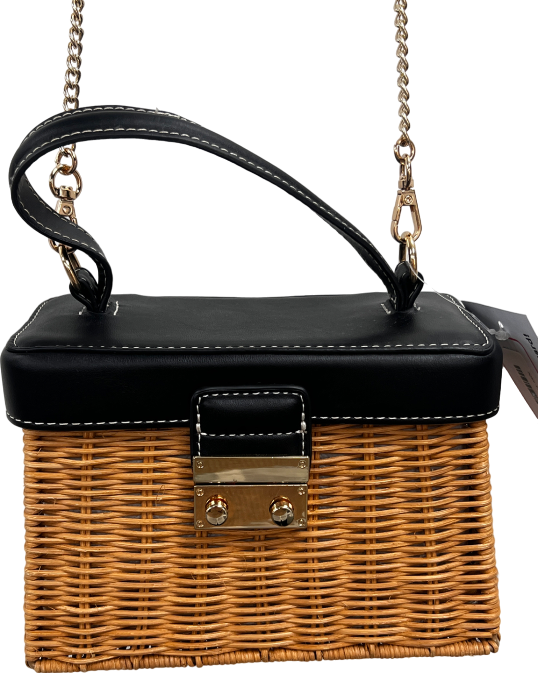 ZARA Nude Woven Crossbody Box Basket Bag