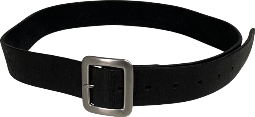 Double RL Black Distressed Rough-out Leather Belt One Size