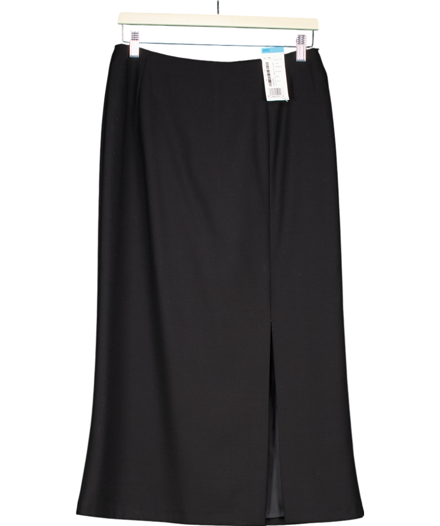 M&S Black Knee Length Wool Pencil Skirt UK 14