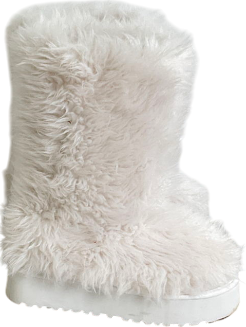 CAPE ROBBIN White Fluffy Faux Fur Boots UK 12 EU 46