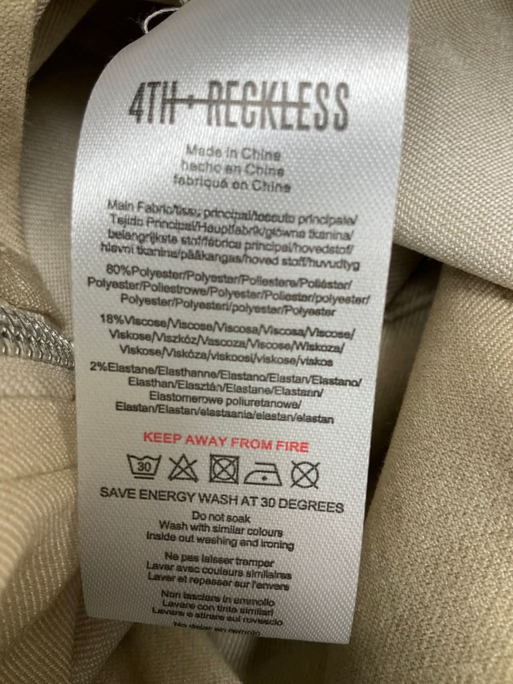 4th & Reckless Beige Miley Skirt And Shirt UK 10