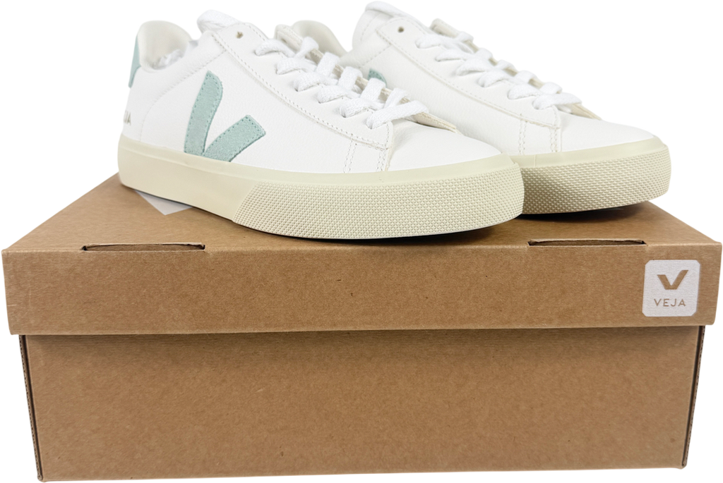 VEJA Campo Leather White Matcha Trainers UK 4 EU 37