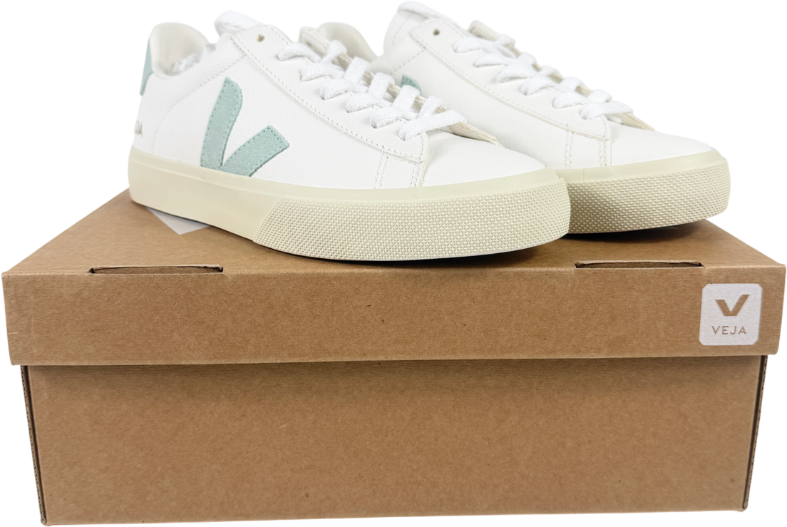 VEJA Campo Leather White Matcha Trainers UK 4 EU 37