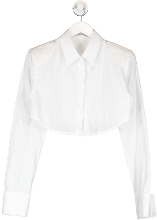 The Frankie Shop White Uma Cropped Cotton Shirt UK M
