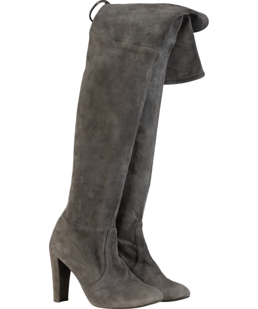Stuart Weitzman Grey Highland Suede Knee High Boots UK 4 EU 37 👠