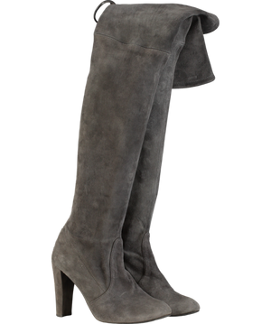 Stuart Weitzman Grey Highland Suede Knee High Boots UK 4 EU 37