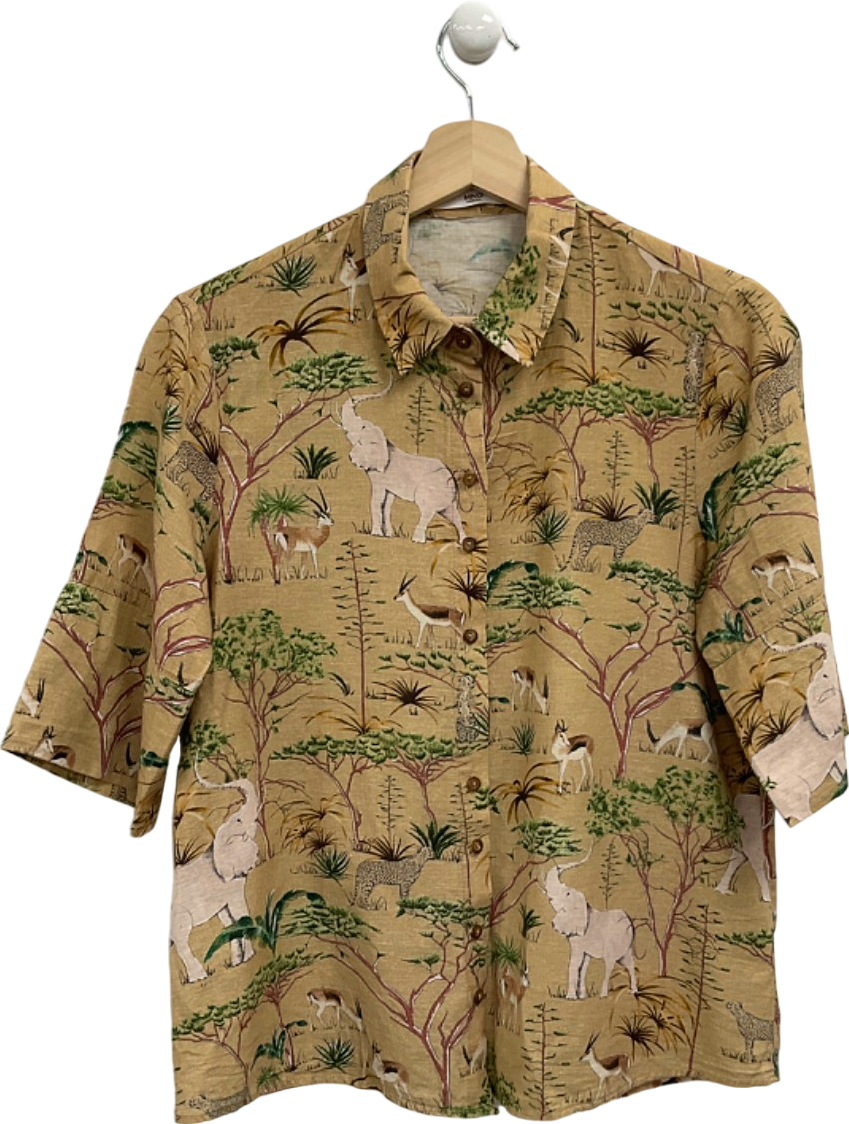 MNG Khaki Safari Print Shirt UK XS