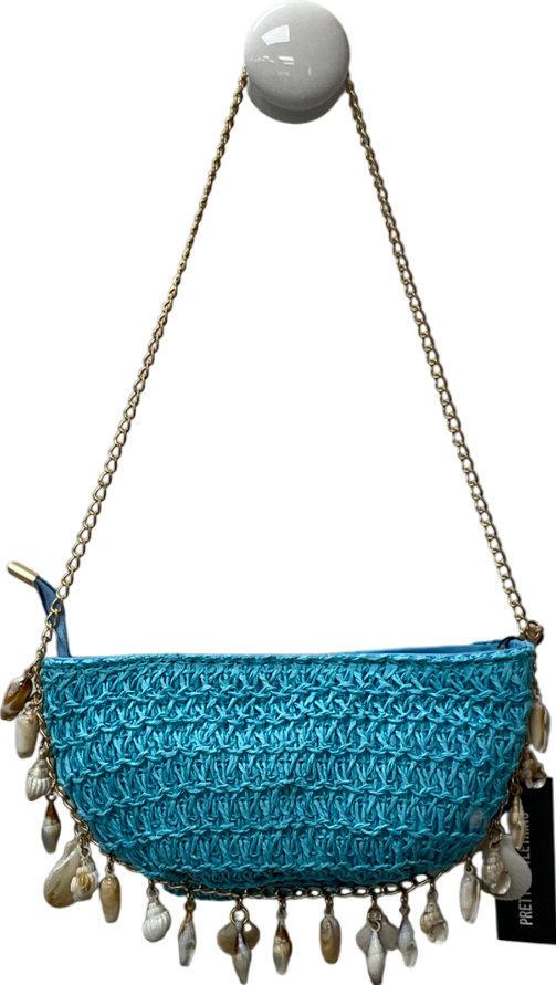 PrettyLittleThing Blue Turquoise Curved Shell Charm Shoulder Bag