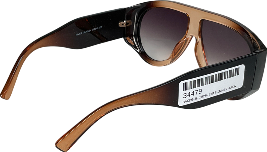 River Island Brown Chunky Aviator Sunglasses One Size