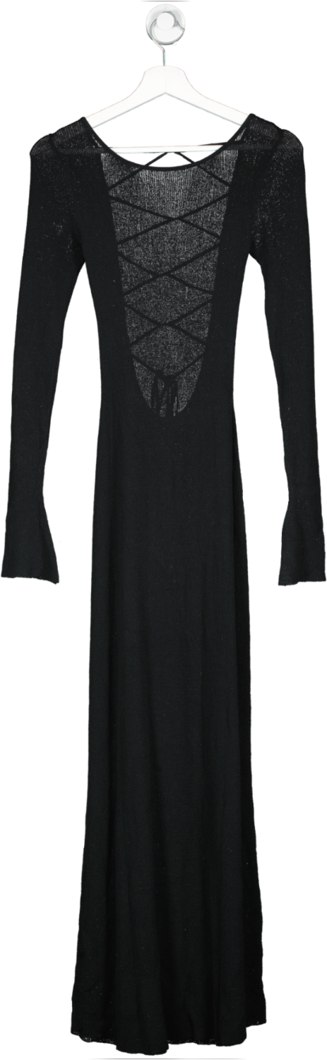 Meshki Black Talia Maxi Open Back Knit Dress UK XS
