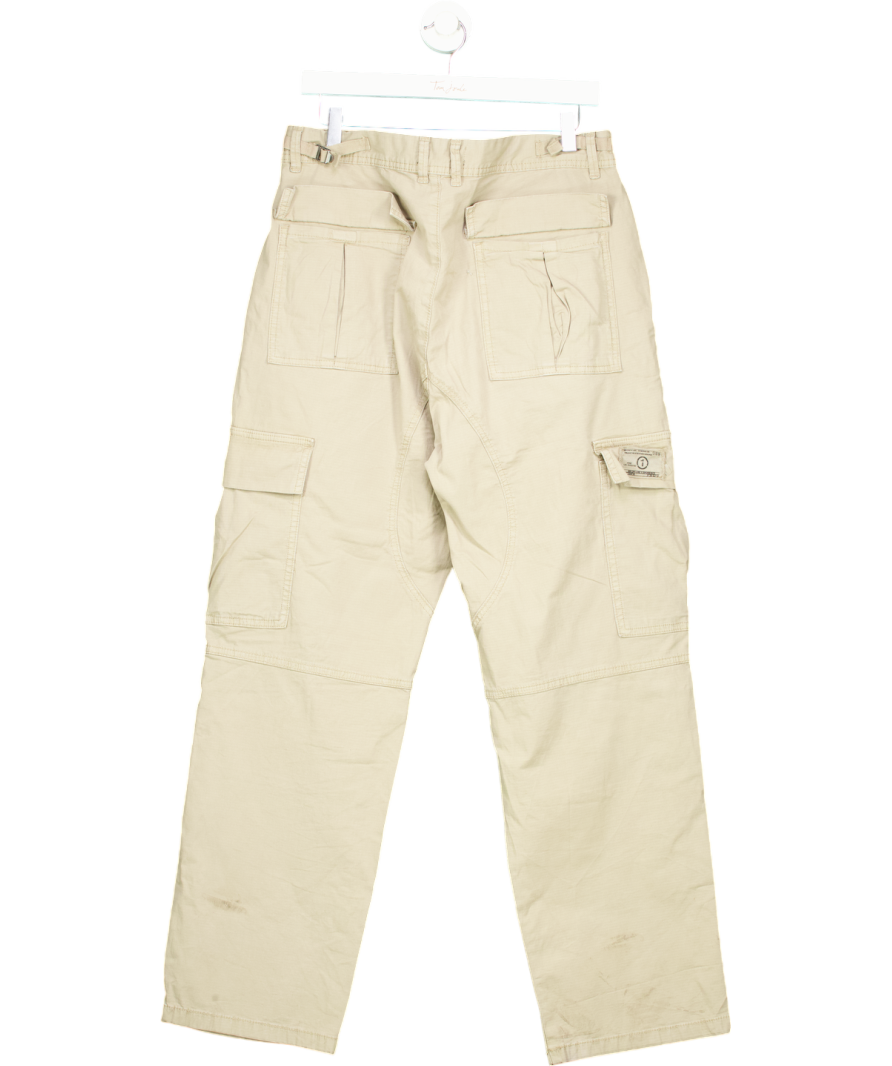 Bershka Beige Straight-leg Cargo Trouser UK 16