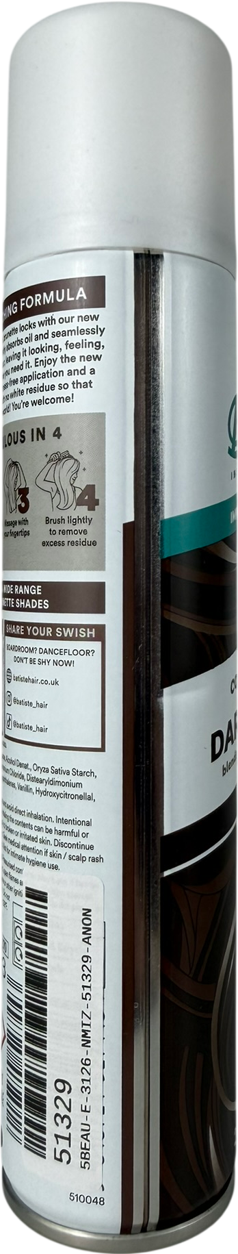 Batiste Dry Shampoo Dark Brunette Colour 200ml