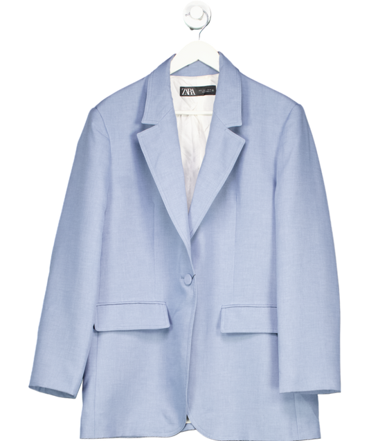 ZARA Blue Straight Cut Blazer Blue UK 14