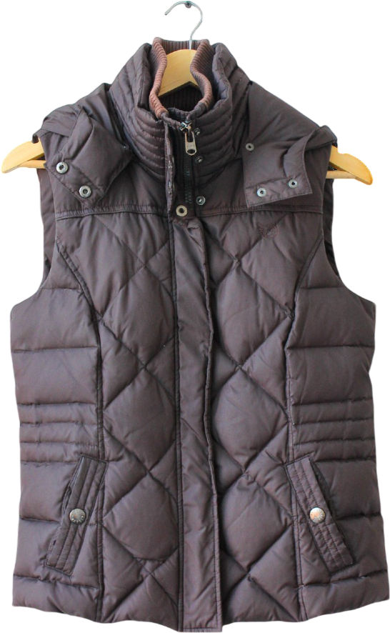 ESPRIT Chocolate Brown Down Filled Hooded Puffer Gilet UK 12