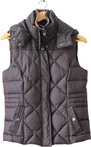 ESPRIT Chocolate Brown Down Filled Hooded Puffer Gilet UK 12