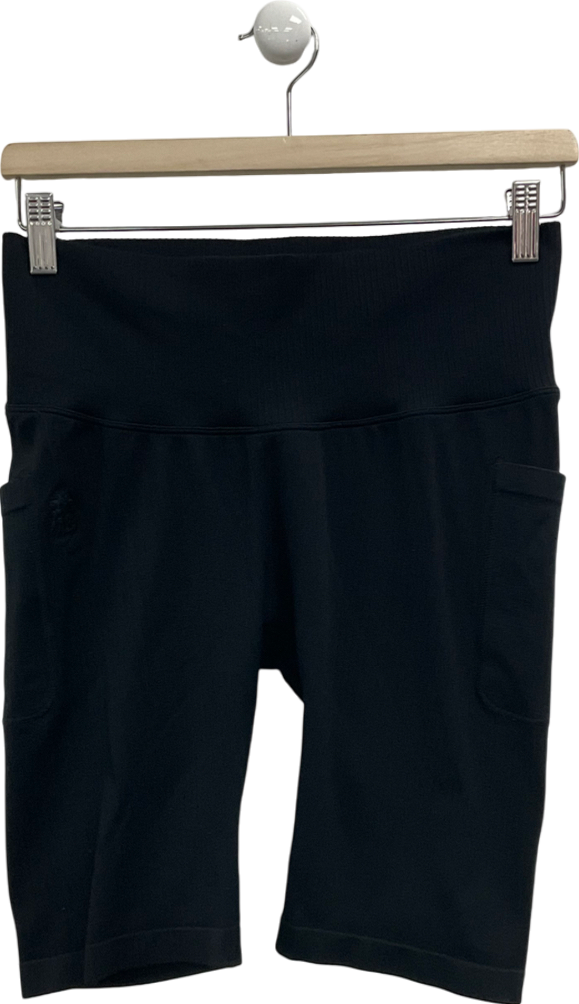 Black Pocketed Ribbed Cycle Shorts UK S