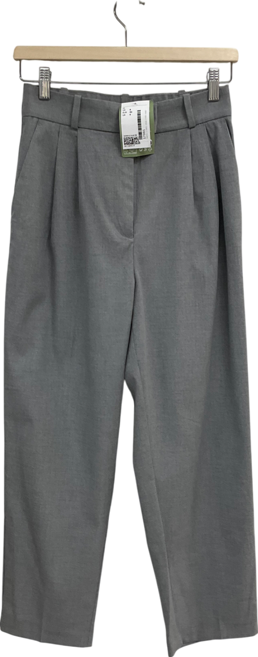 H&M Grey Pleat Front Trousers UK 8