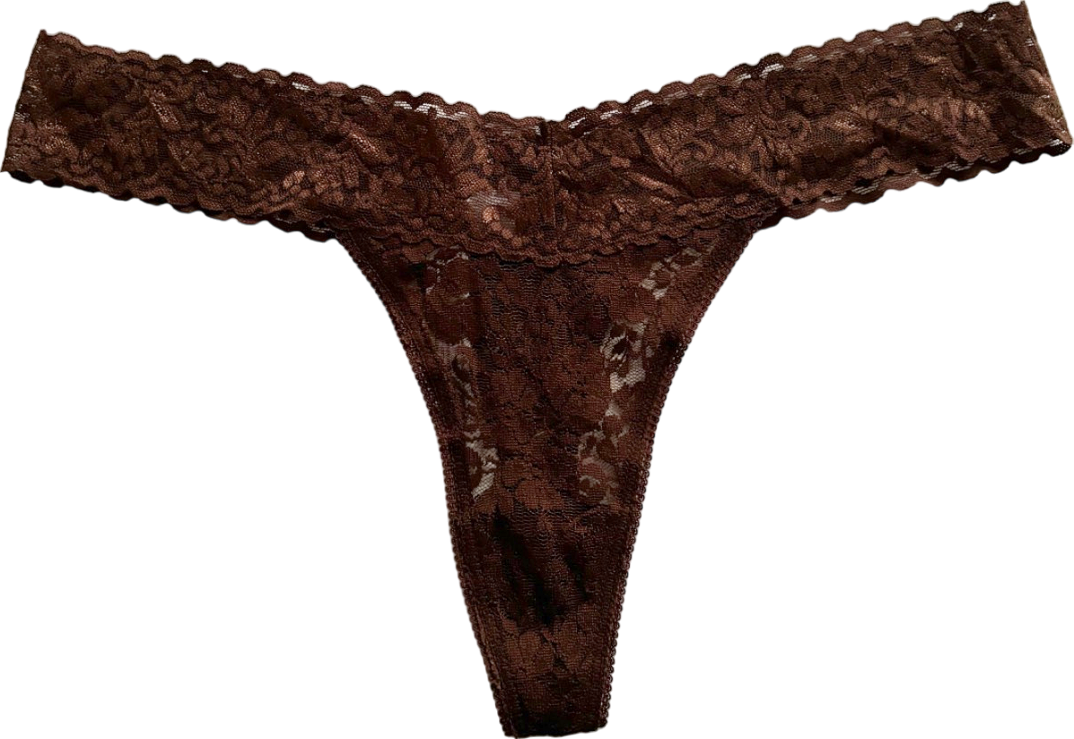 Out From Under Brown Lace Thong UK L